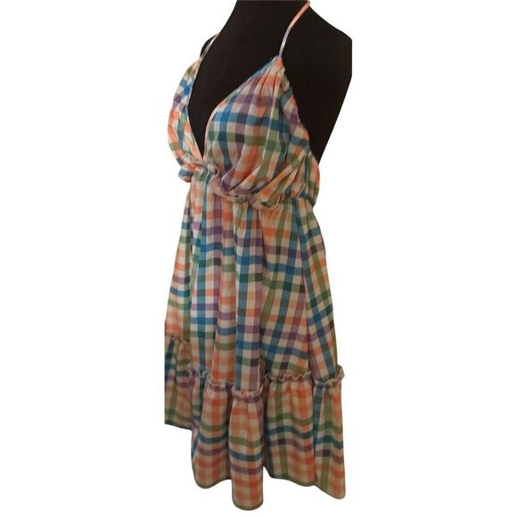 SHEIN Curve Plus Plaid Frill Trim Cami Dress Multicolor OXL - Picture 6 of 10